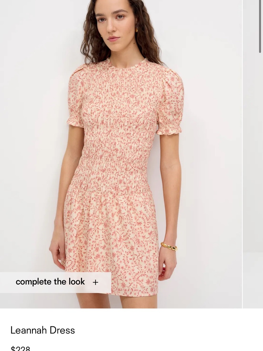 Reformation Leannah Pink Floral Smocked Mini Dress